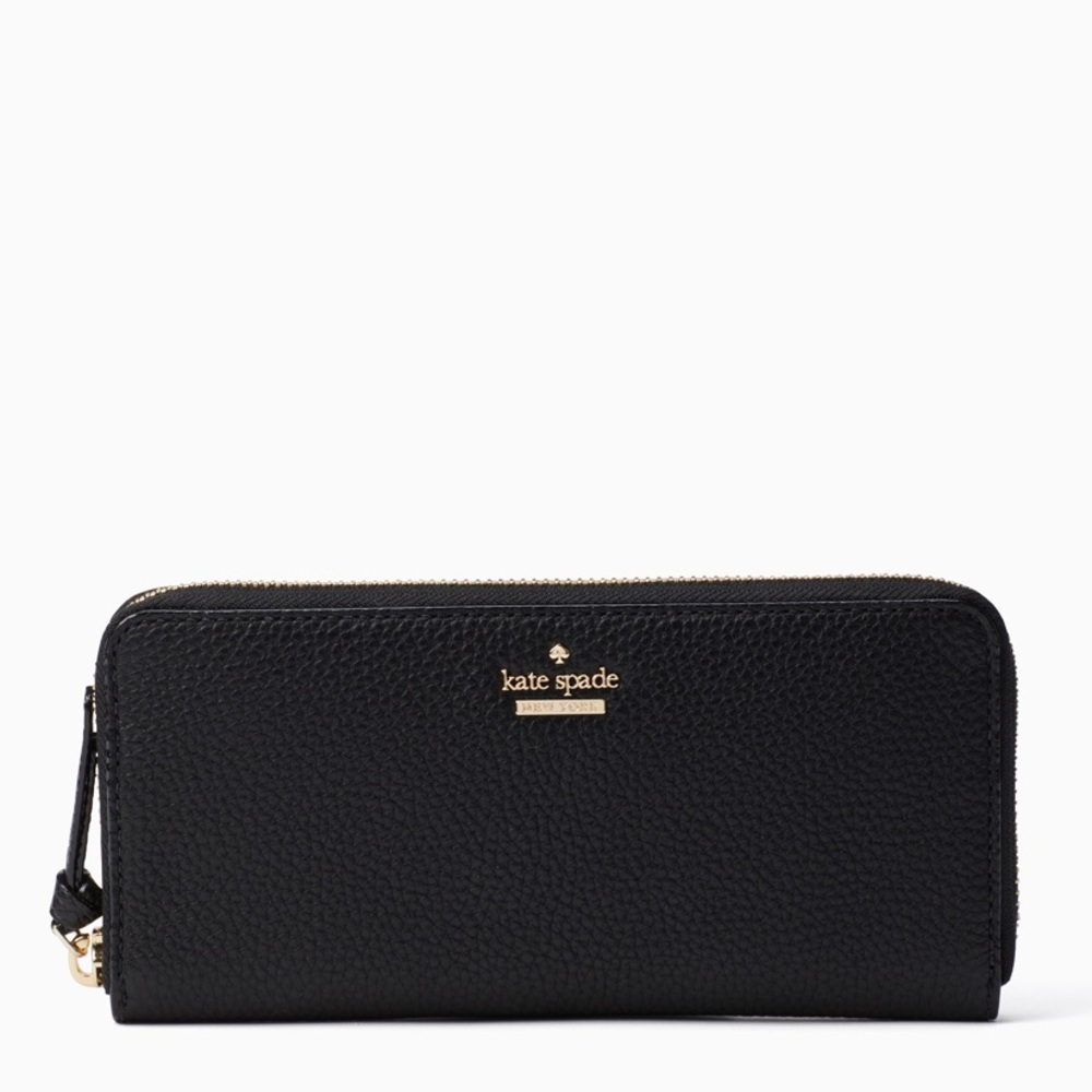 Kate Spade Black Pebble Leather Slim Wallet